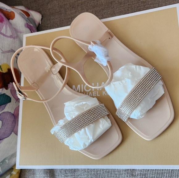 Nude Flat Summer Bling Sandals - Picture 2 of 4
